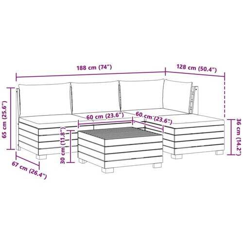 Set vanjskih sofa s jastukom 5 Komad Smeđa Čvrsto drvo akacije Slike