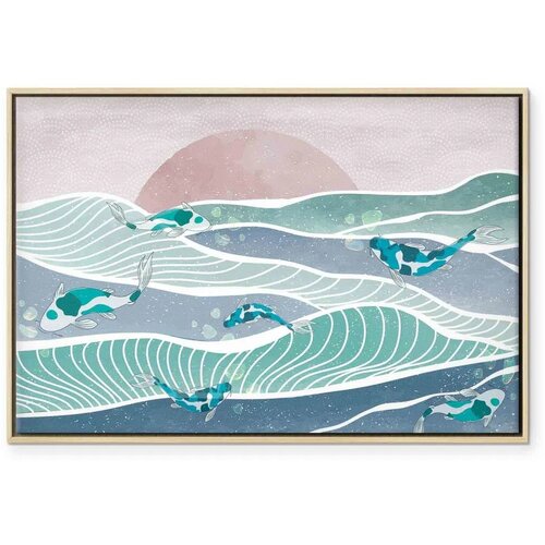  Slika - Fish on the waves 90x60 U prirodnom drvenom okviru Cijene