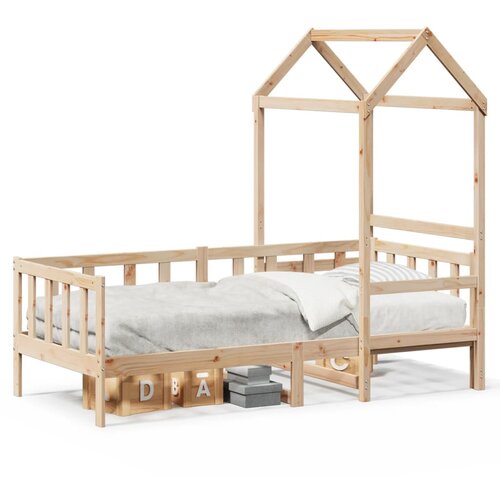 VidaXL Dnevni krevet s krovom 90 x 190 cm od masivne borovine Slike