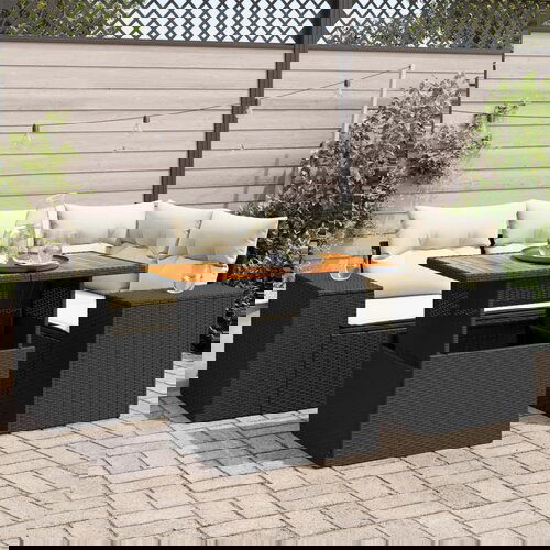 vidaXL 5-dijelna vrtna garnitura od poliratana s jastucima crna Cijene