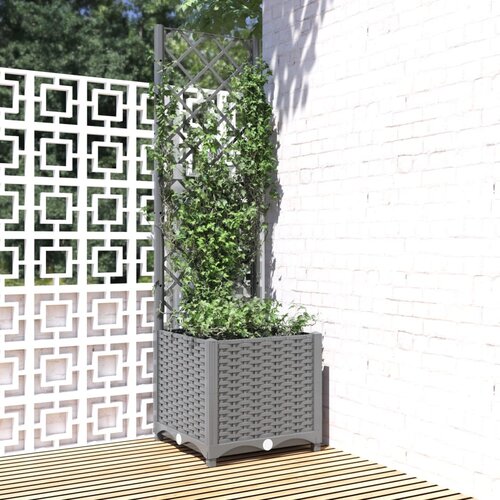 vidaXL Vrtna sadilica s rešetkom svjetlosiva 40 x 40 x 136 cm PP Cijene