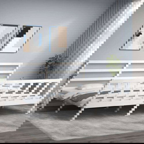  Za krevet s uzglavljem bijeli 200x200 cm od masivnog drva Cene