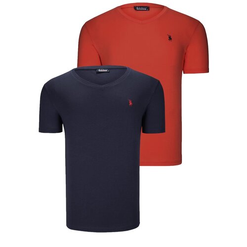 Dewberry DUAL SET T8568 V-NECK MENS T-SHIRT-NAVY BLUE-TILE Cene