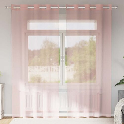 VidaXL Voile zavjese s u&amp;scaron;icama 2 kom narančaste 140x225 cm Slike