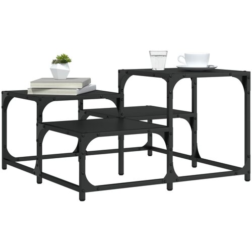  The Living Store Klubska mizica črna 68x68x40 cm inženirski les - Klubska Mizica, (21448362) Slike