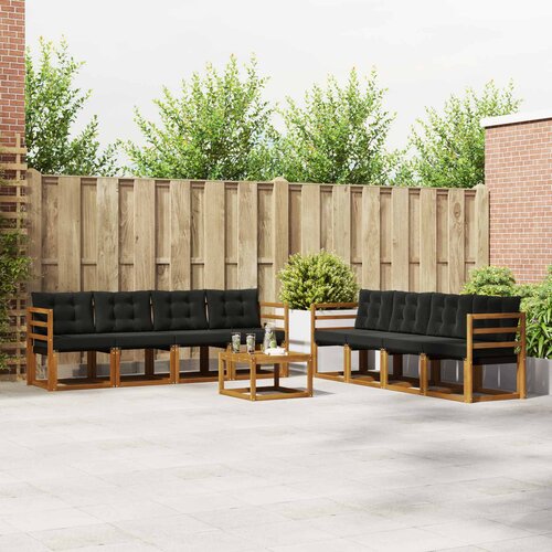  Set vanjskih sofa 9 kom. Prirodna i crna Cene