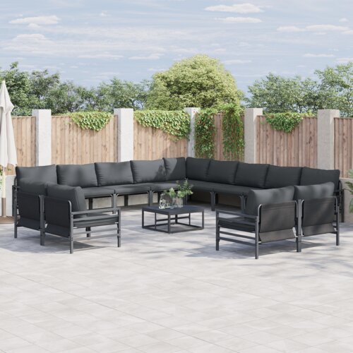 vidaXL Vrtna sedežna garnitura 14 pcs Antracitna Jeklo Cene