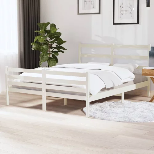  Okvir za krevet od masivne borovine 140 x 190 cm bijeli