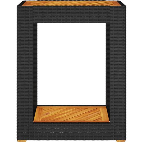  Vrtni bočni stolić s drvenom pločom crni 60x40x75 cm poliratan Slike