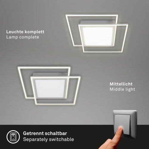 BRILO LED plafonjera 2xLED/16W/230V + LED/19W 51,5x51,5 cm matni hrom Slike