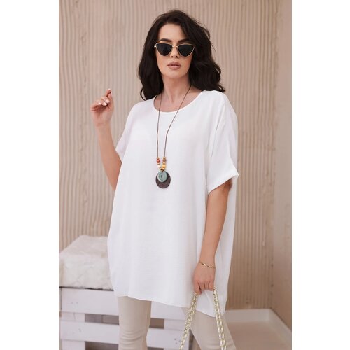 Kesi Włoski Oversized blouse with pendant ecru Cene