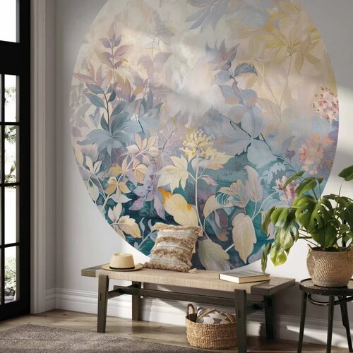 Okrugla fototapeta - Tapestry pattern with colourful flowers 180x180 Slike
