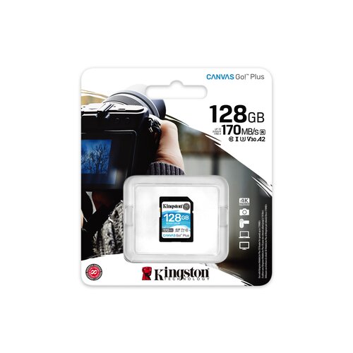 Kingston SD 128GB CanvasGoPlus SDXC;r/w:170/90MB/s SDG3/128GB Slike