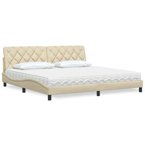  Krevet s madracem krem 200 x 200 cm od tkanine Cijene
