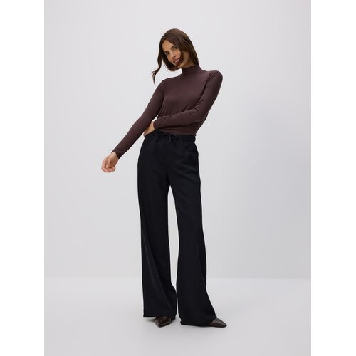 Reserved Wide leg traperice od liocela - crno Cene