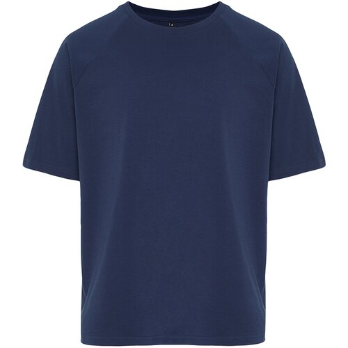 Trendyol Indigo Men's Relaxed/Comfortable Cut Basic 100% Cotton T-Shirt Slike