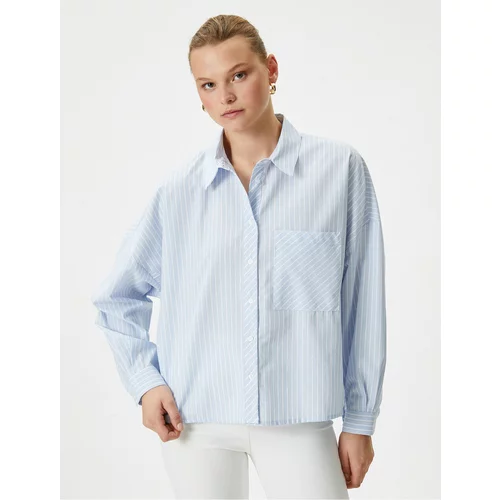 Koton Oversize Shirt Pocket Detailed Buttoned Long Sleeve