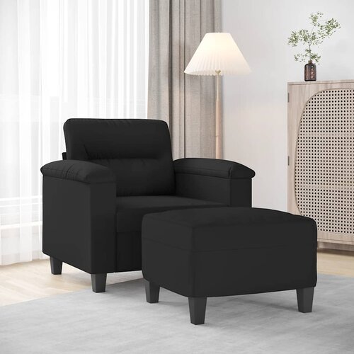  Fotelja s tabureom crna 60 cm od mikrovlakna Cijene