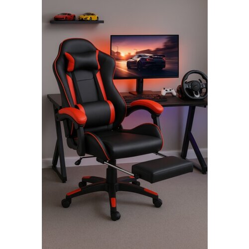 Trick gejmerska stolica sa naslonom za noge Storm 876 crvena Cene