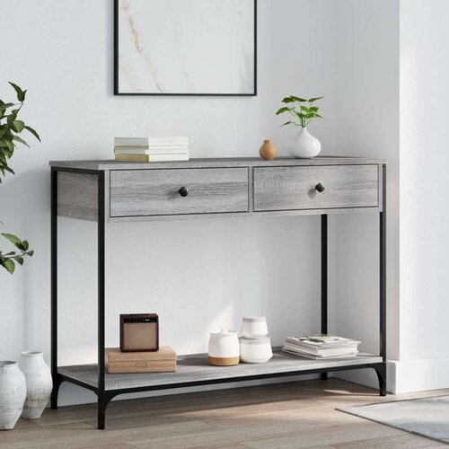  Konzolni stol siva boja hrasta 100x34 5x75 cm konstruirano drvo Slike