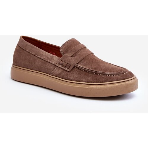 Zazoo Men&amp;#039;s Suede Loafer Shoes 1574 Dark Beige Slike