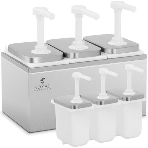 Royal Catering Trojni dozirnik za omake s črpalko iz nerjavečega jekla, 3 x 2 l, (21389585) Cene