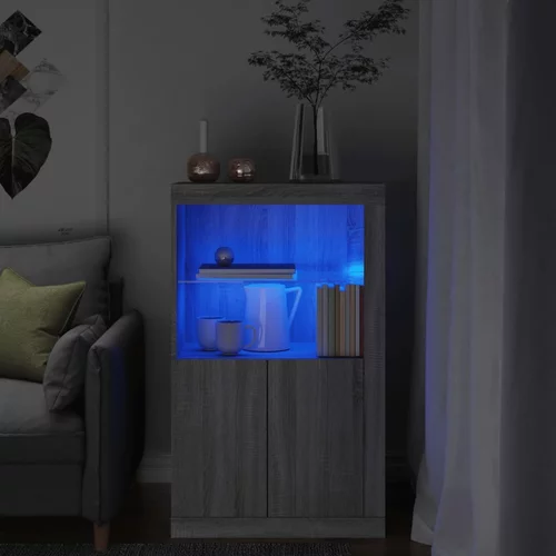  Bočni ormarić s LED svjetlima boja hrasta sonome