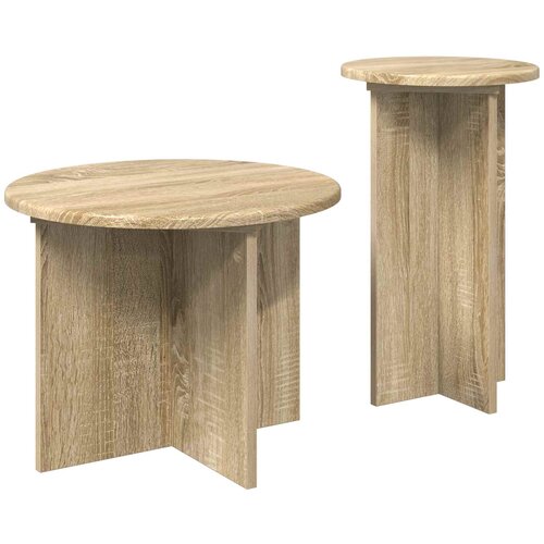  Set pomoćnih stolića 2 pcs Hrast sonoma Konstruirano drvo Slike