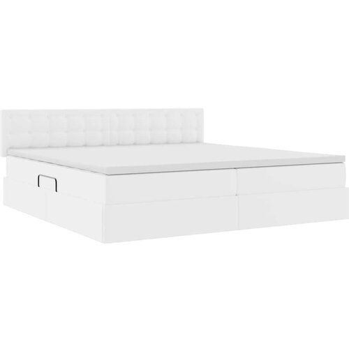  Krevet s od storage Čista bijela 200 x 200 cm Lažna koža Slike