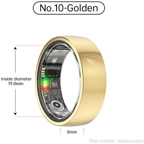 INF Smart Ring R1000 – Monitor spanja, Bluetooth 5.0, Monitor kisika v krvi Gold 10, (21778774) Cene