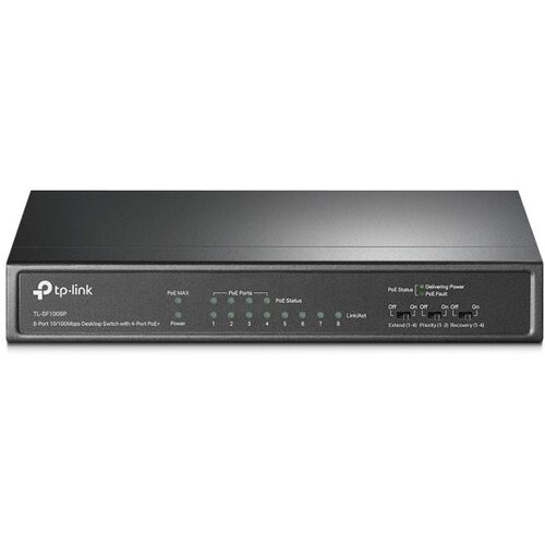 Tp-link SWITCH Tl-SF1008P, 8-port 10/100Mbps Desktop PoE Switch, 8 10/100Mbps RJ45 ports including 4 PoE ports, 57W PoE Power supply, steel case Cijene