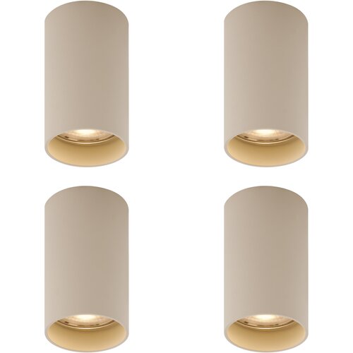 QAZQA Komplet 4 modernih bež nadgradnih reflektorjev GU10 50 mm okrogli - Tuba Cene