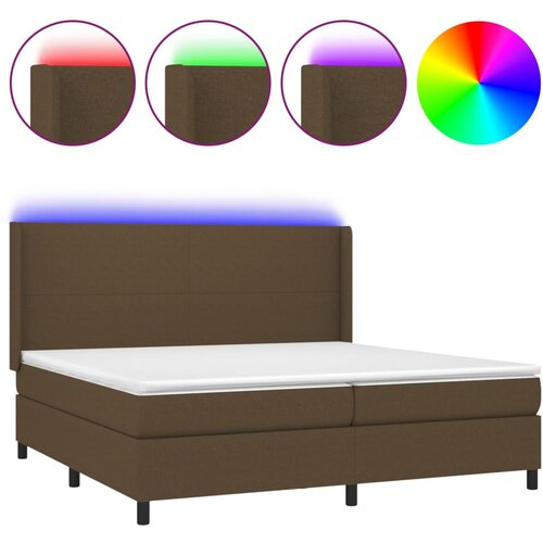 VidaXL Krevet box spring s madracem LED tamnosmeđi 200x200 cm tkanina Slike