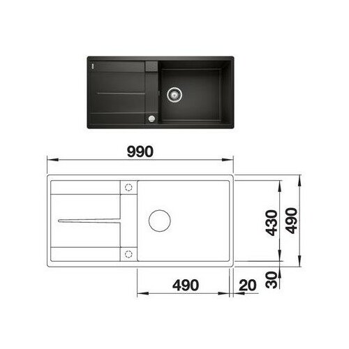 Blanco sudoper METRA XL 6 S-F SILGRANIT CRNA, s dalj.upr. Slike