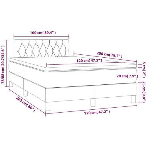  box spring s madracem LED krem 120 x 200 cm od tkanine Slike