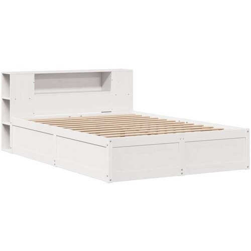 VidaXL Okvir kreveta bez madraca bijeli 135 x 190 cm masivna borovina Slike