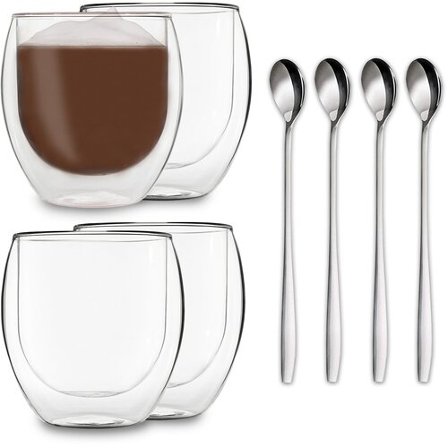 Feelino DUOS Jumbo, dvostenski kozarci 410 ml, vključno z žlico Slike