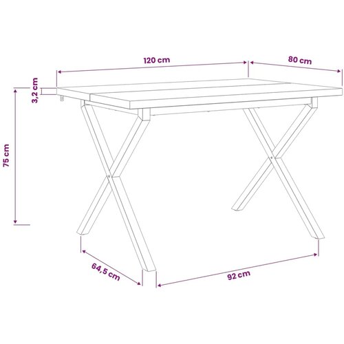  Kvadratni blagovaonski stol 120 x 80 x 75 cm - Prirodna i crna 120 x 80 x 75 cm Četvrtasto Slike
