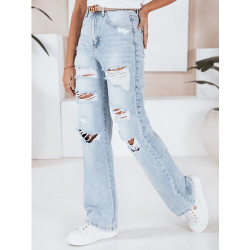 DStreet Jeansy damskie wide leg z dziurami niebieskie Cijene