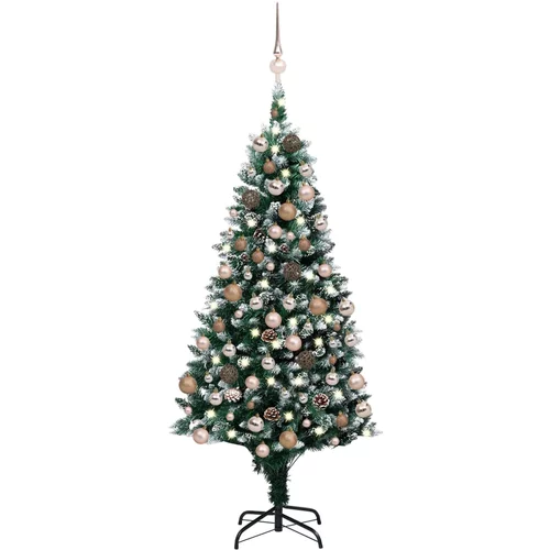 Umjetno božićno drvce LED s kuglicama i šiškama 150 cm