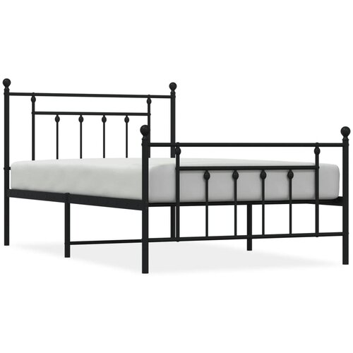 Maison Chic Kovinski Posteljni okvir - Dvoposteljna postelja - Zakonska postelja z vzglavjem in vznožjem črn 107x203 cm, (21696912) Cene