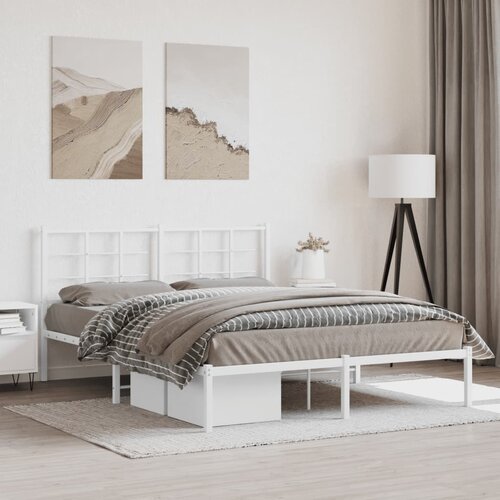  Metalni okvir za krevet s uzglavljem bijeli 160x200 cm Cijene