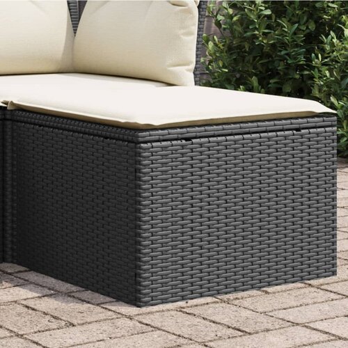 vidaXL Vrtni stolček z blazino črn 55x55x37 cm poli ratan Cene
