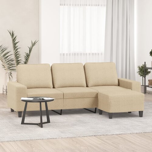  The Living Store Kavč trosed s stolčkom za noge krem 180 cm blago - Trosed S Stolčkom Za Noge, (21485120) Cene