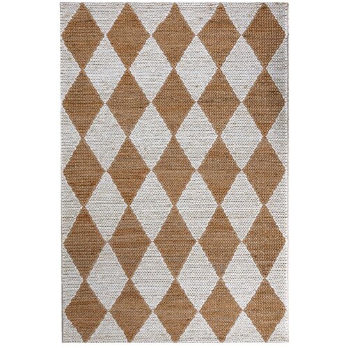 Flair Rugs Ročno tkana preproga iz mešanice jute v beli in naravni barvi 120x170 cm Effie Diamond – Cene