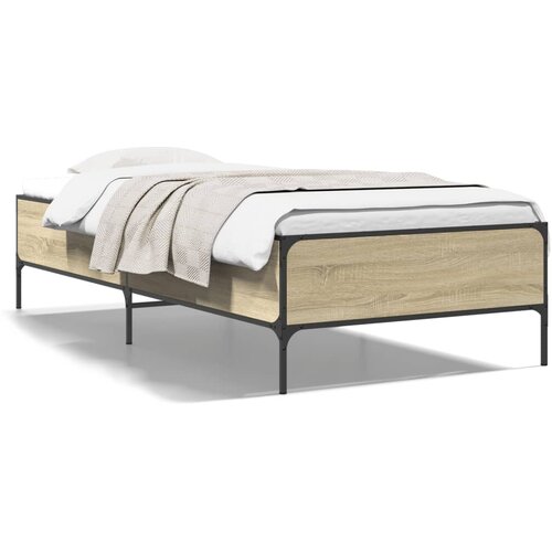 VidaXL Okvir za krevet boja hrasta 90x190 cm konstruirano drvo i metal Slike