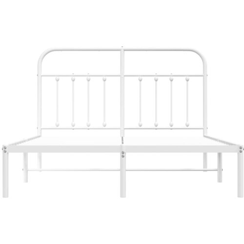  Metalni okvir za krevet s uzglavljem bijeli 140 x 190 cm Slike