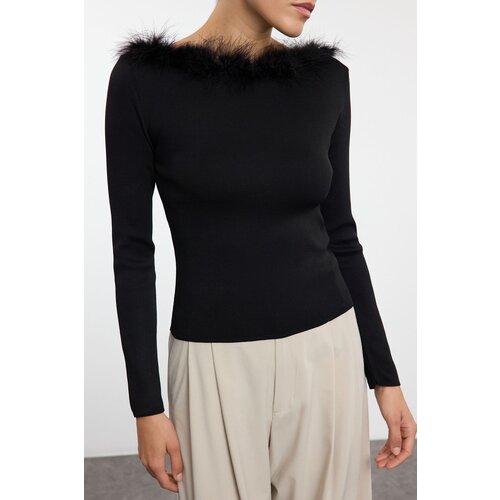 Trendyol Black Collar Detailed Knitwear Sweater Slike