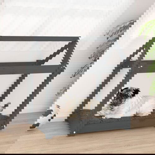 VidaXL Krevet za pse sivi 71 x 55 x 70 cm od masivne borovine Slike