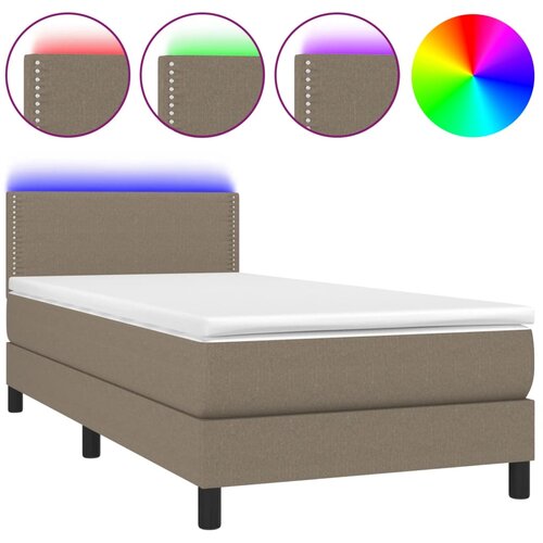 Maison Chic Box spring postelja - Vzmetna postelja z vzmetnico LED taupe 90x190 cm blago SL8773, (21908843) Cene
